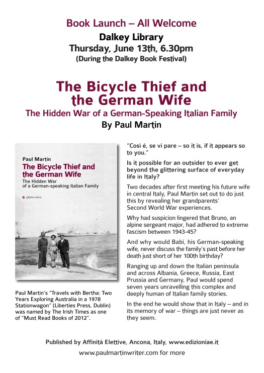 Book Launch June 13th The Bicycle Thief and the German Wife